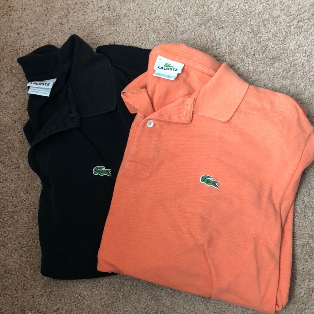 Black and orange Lacoste polos size 6